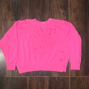 LNA Destroyed Hot Pink Crewneck